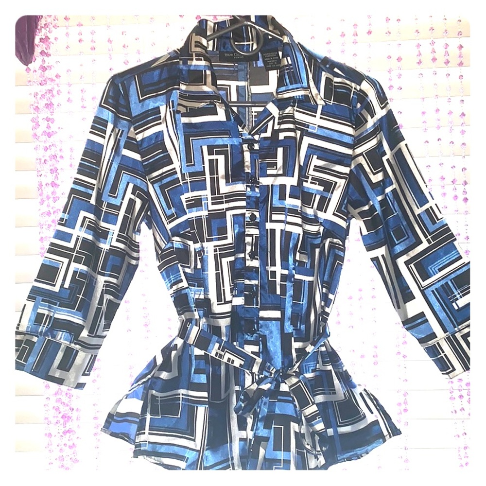 BLUE DIAMOND 3-Way Button-up Blouse w/ Ribbon Belt